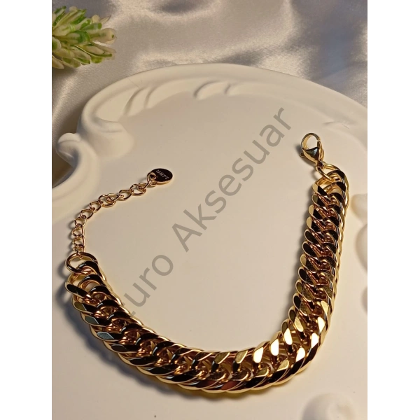 Zincir Detaylı Çelik Bileklik