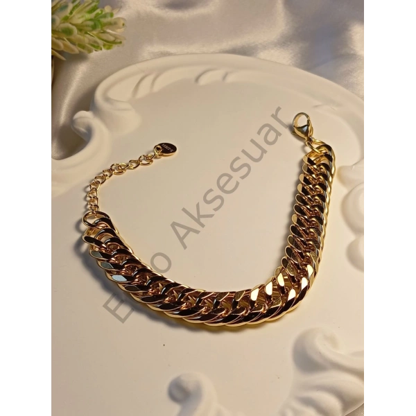 Zincir Detaylı Çelik Bileklik