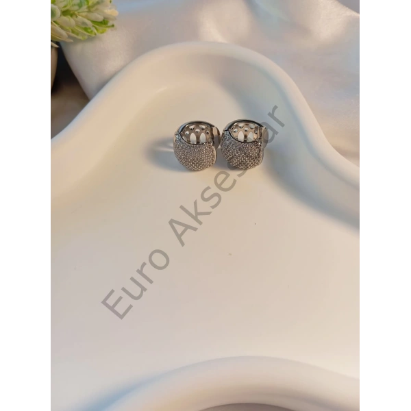 ZİRKON TAŞ DETAYLI SİLVER VIP KÜPE