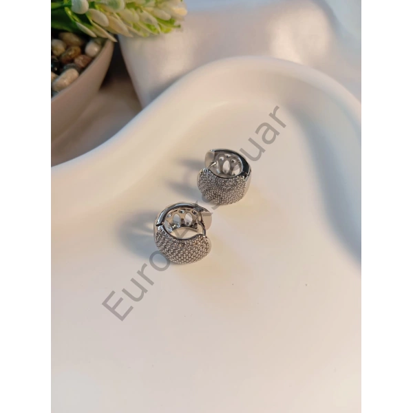 ZİRKON TAŞ DETAYLI SİLVER VIP KÜPE