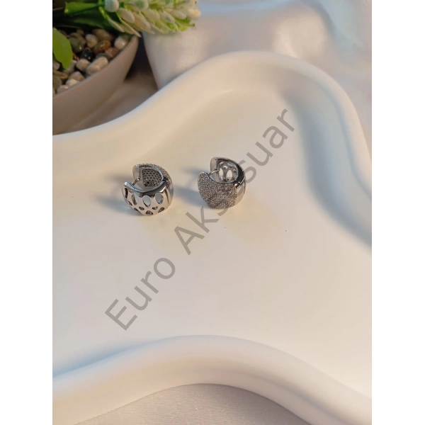 ZİRKON TAŞ DETAYLI SİLVER VIP KÜPE