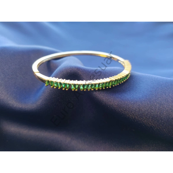 Zirkon Taşlı Yeşil Çelik Kelepçe