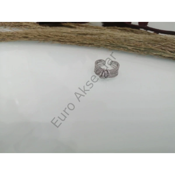 Silver Zirkon Taşlı Çelik Yüzük