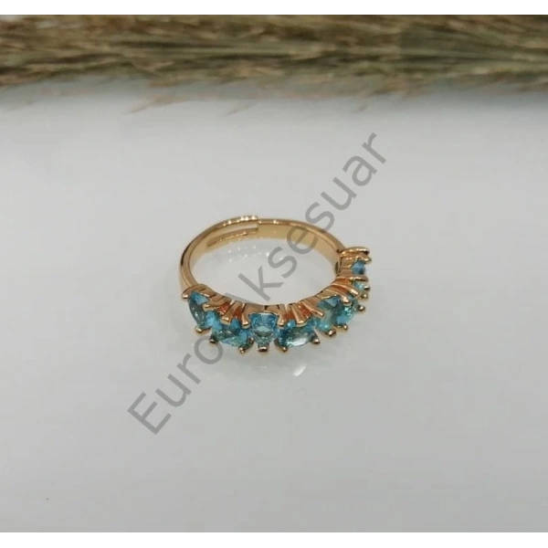 Mavi Zirkon Taşlı Çelik Yüzük