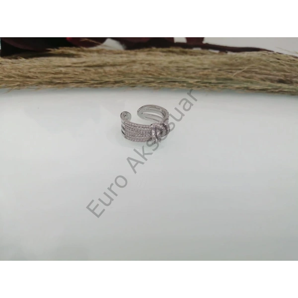 Silver Zirkon Taşlı Çelik Yüzük