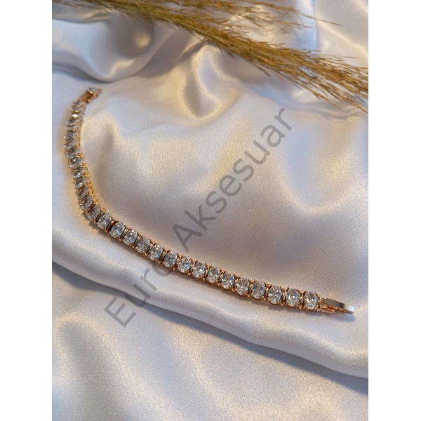 Zirkon Taşlı Rose Vip Bileklik