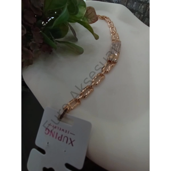 Zirkon Taşlı Vip Plaka Bileklik