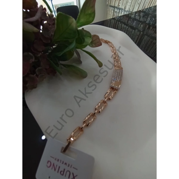 Zirkon Taşlı Vip Plaka Bileklik