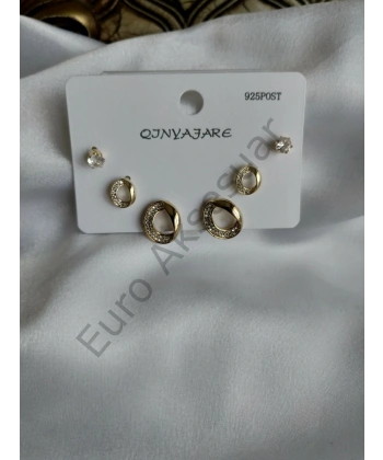 14 K Gold Çoklu Küpe