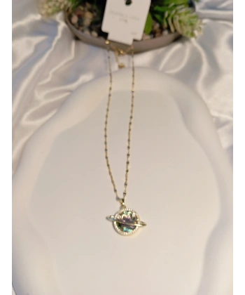 14 K Kaplama Gezegen Figürlü Çelik Kolye