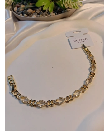 Xuping Jewelry 14 K Kaplama Zirkon Taşlı Baklava Dilimi Desenli Vip Bileklik