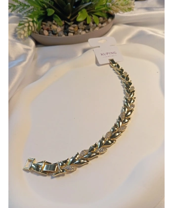 Xuping Jewelry 14 Kaplama Lale Detaylı Zirkon Taşlı VIP Bileklik