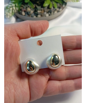 Sedef Detaylı Pirinç Küpe