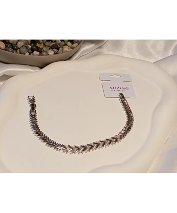 Gümüş Renk Zirkon Taşlı Vip Bileklik 17-19 cm
