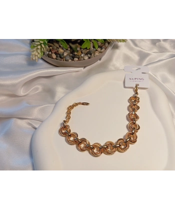 İç İçe Halka Detaylı Rose Renk Xuping Jewelry Bileklik 19-25 cm