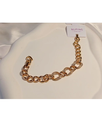 Xuping Rose Renk Zirkon Taşlı Geçmeli Zincir Bileklik 17-21 cm