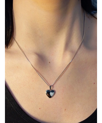 Gümüş Renk Xuping Zirkon Taşlı Kalp Detaylı Kolye