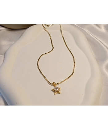 316 L Çelik Gold Yıldız Baget Zirkon Taşlı Özel Zincirli Kolye