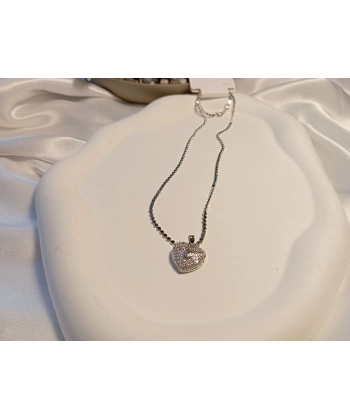 Gümüş Renk Özel Zincir Detaylı Zirkon Taşlı Çelik Kolye