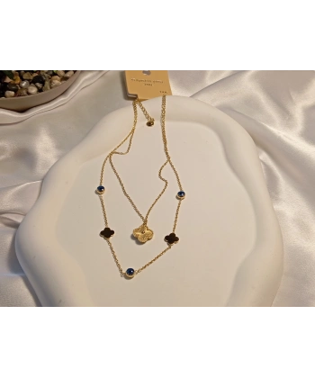 Nazar Boncuklu Küçük Yonca Figürlü 14 K Kaplama Çelik Kolye