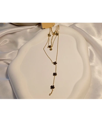 Minimal Yonca Detaylı Çelik Y Kolye