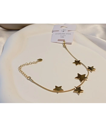 14K Altın Kaplama Çelik Yıldız Figürlü Sıralı Bileklik