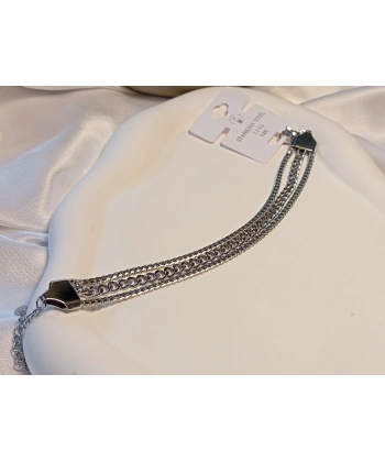 Gümüş Renk Sıralı Zincir Detay Çelik Bileklik