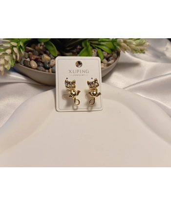14 K Kaplama Kedi Detaylı Xuping Küpe