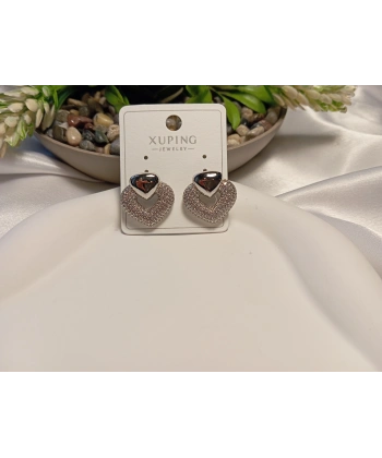 Xuping Jewelry Zirkon Taşlı Kalp Küpe (1,5 cm)