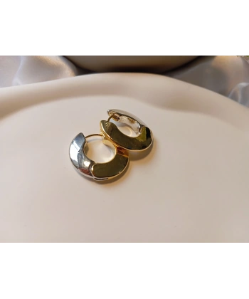 VIP Serisi İki Renkli (Gold-Silver) Lüks Pirinç Halka Küpe