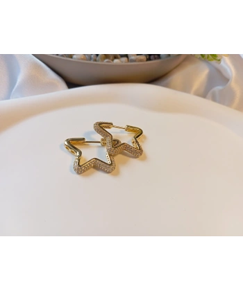 Xuping Gold Kaplama Zirkon Taşlı Yıldız Halka Küpe (1,5 cm)