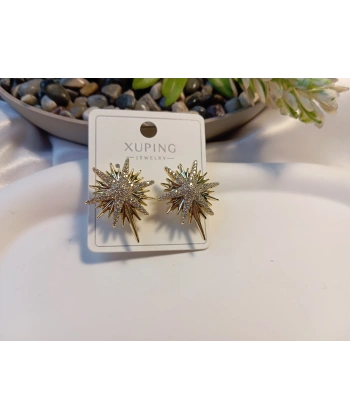 Xuping Gold Kaplama Zirkon Taşlı Kutup Yıldızı Küpe - Euro Aksesuar (2.5 cm)