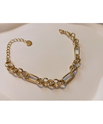 Euro Aksesuar 316L Çelik 14K Altın Kaplama Figaro & Halka Detaylı Ayarlanabilir Kadın Bileklik (17-23 cm)