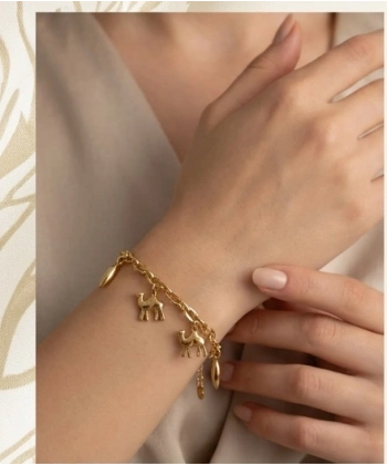 Euro Aksesuar 14 Ayar Altın Kaplama Deve Figürlü 316L Çelik Şans Bilekliği