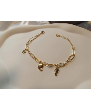 Euro Aksesuar 14 Ayar Altın Kaplama Deniz Esintisi Çelik Şans Bilekliği