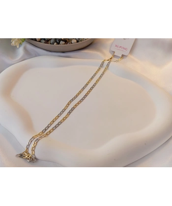 Euro Aksesuar Xuping 14 Ayar Altın Kaplama Çift Renkli (Gold-Silver) Zincir Kolye - 45 cm