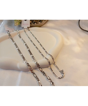 Euro Aksesuar Xuping Gümüş Renk Figaro Zincir Kolye - 50 cm (5 mm Kalın / 3 mm İnce Seçenekli)