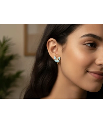 Xuping Jewelry Zirkon Taşlı ve Mineli Minimal Kelebek Küpe (1,5 cm)