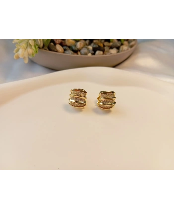 Xuping Jewelry 14 Ayar Altın Kaplama Zirkon Taşlı Bombeli Halka Küpe (1 cm)