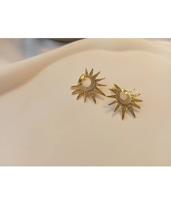 Xuping Jewelry 14 Ayar Altın Kaplama Zirkon Taşlı Güneş Figürlü Küpe (3 cm)