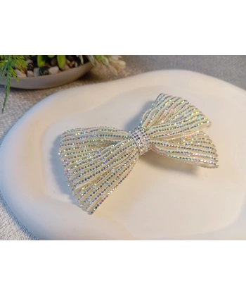 Euro Aksesuar Kristal Taşlı ve İncili Lüks Fiyonk Otomatik Toka