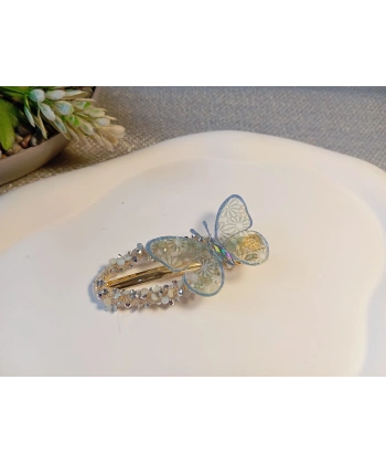 Euro Aksesuar Kristal Taşlı ve Tül Kelebek Figürlü Lüks Yan Toka