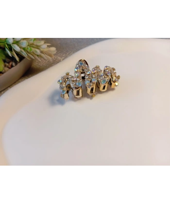 Euro Aksesuar Işıltılı Metalik Gövdeli Kristal Taşlı Lüks Mandal Toka - 4 cm