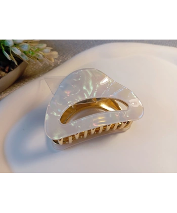 Euro Aksesuar Lüks Sedefli İridyum Serisi Altın Detaylı Üçgen Metal Mandal Toka - 6 cm