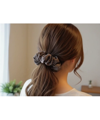 Euro Aksesuar Premium Taş İşlemeli Saten Simit Toka - Topuz Tokası Siyah, Bej, Kahve Seçenekleriyle