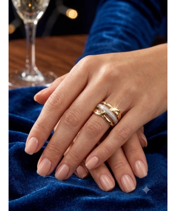 Xuping Jewelry 14K Altın Kaplama Tamtur ve Şekilli Kadın Yüzük - 8 Numara