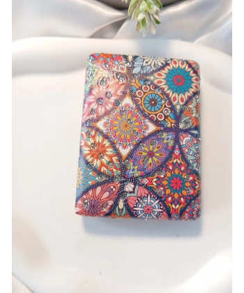 8x2 cm Çok Renkli Etnik Çiçek Desenli Taşlı Dikdörtgen Cep Aynası