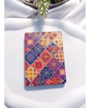 Etnik Desenli Işıltılı Dikdörtgen Cep Aynası (7x1 cm)