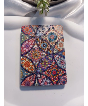 Etnik Mandala Desenli Işıltılı Dikdörtgen Cep Aynası (7x1 cm)