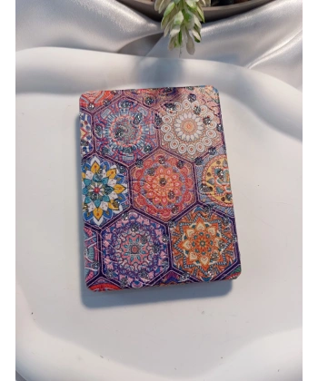 Altıgen Mandala Desenli Işıltılı Dikdörtgen Cep Aynası (7x1 cm)